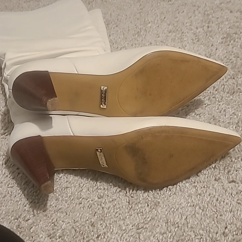 GUC Kensie Kalani Ivory Leather Knee High Boots Soft Slouchy Women's Sz 8M - Picture 3 of 10
